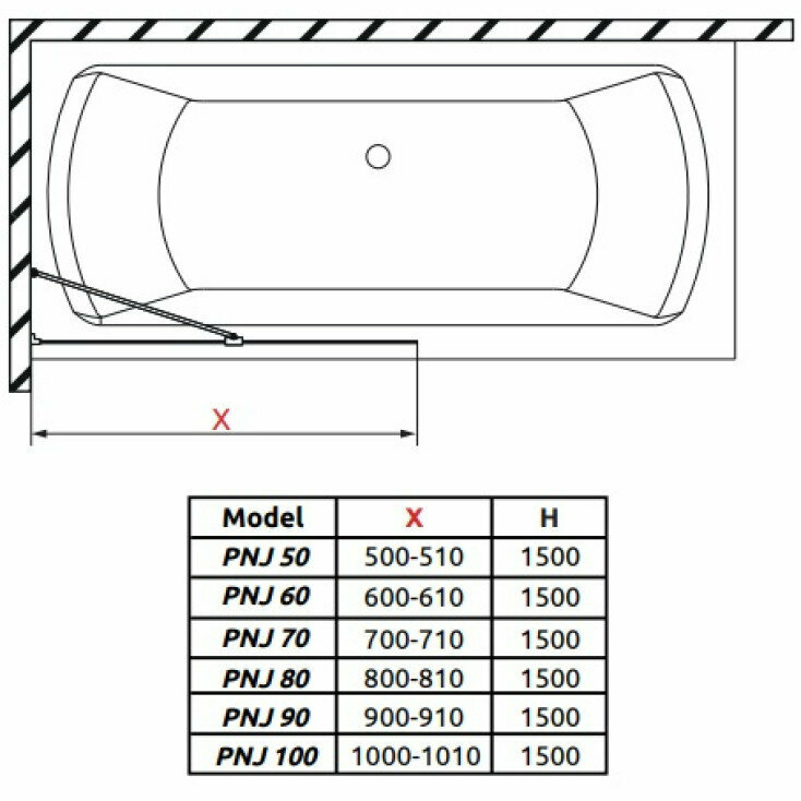 Шторка на ванну Radaway Idea Black PNJ II 70 10001070-54-01