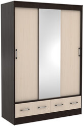 Шкаф-купе с зеркалами для одежды в прихожую, спальню или гостиную 150см венге/лоредо - БТ0080