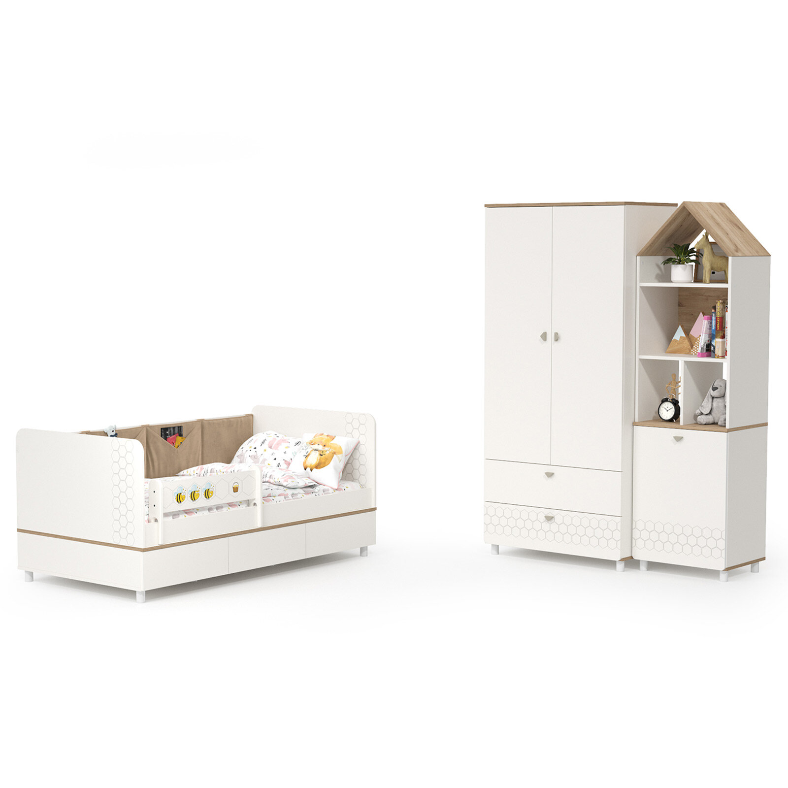 Мебель для детской Эйп-5 цвет белый/дуб белый спальное место 800х1600 мм без матраса