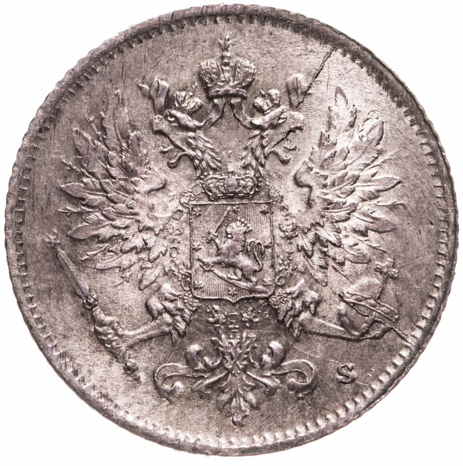 25 пенни (pennia) 1916 S расколы штемпеля, Российская Финляндия - фотография № 2