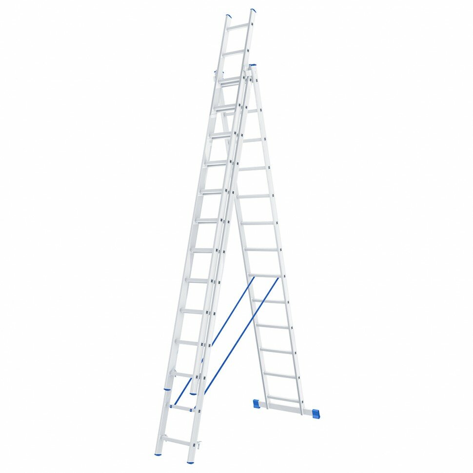 Алюминиевая трехсекционная лестница Сибртех 3х13 ступеней 97823