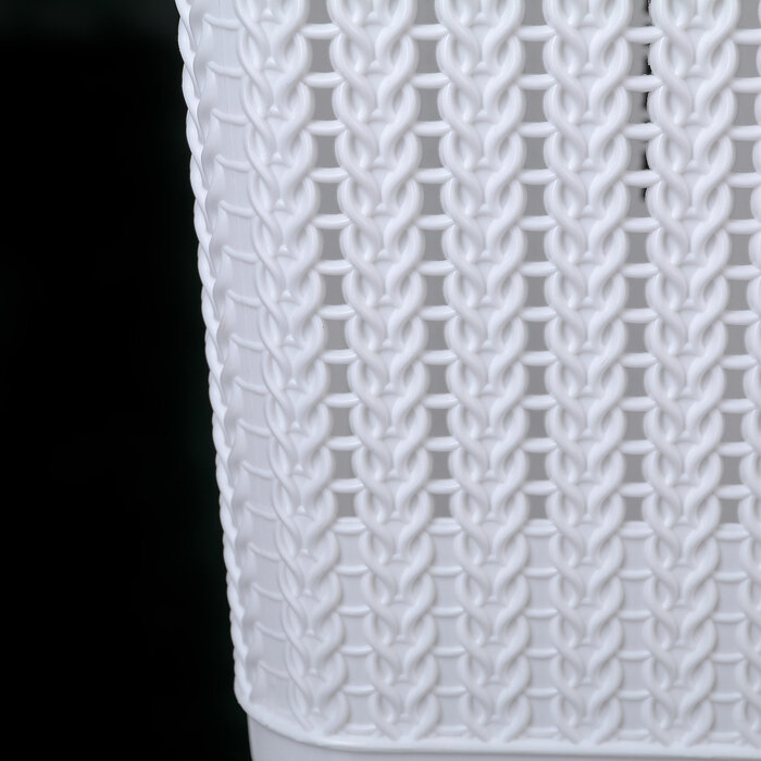 Корзина для белья с крышкой Вязаное плетение, 25 л, 37х27,5х46,5 см, цвет белый - фотография № 4