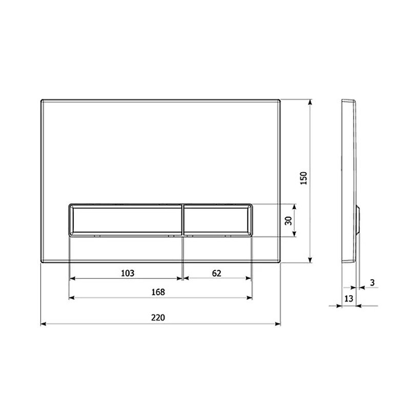 Клавиша смыва Veconi Square Design VFSD-BLG VFSD003BLG Черная матовая Золото матовое - фотография № 2