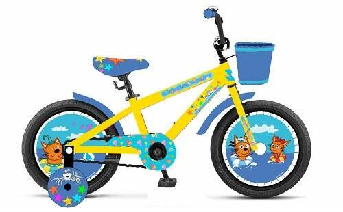 Детский велосипед, Три Кота, колеса 14", стальная рама, стальные