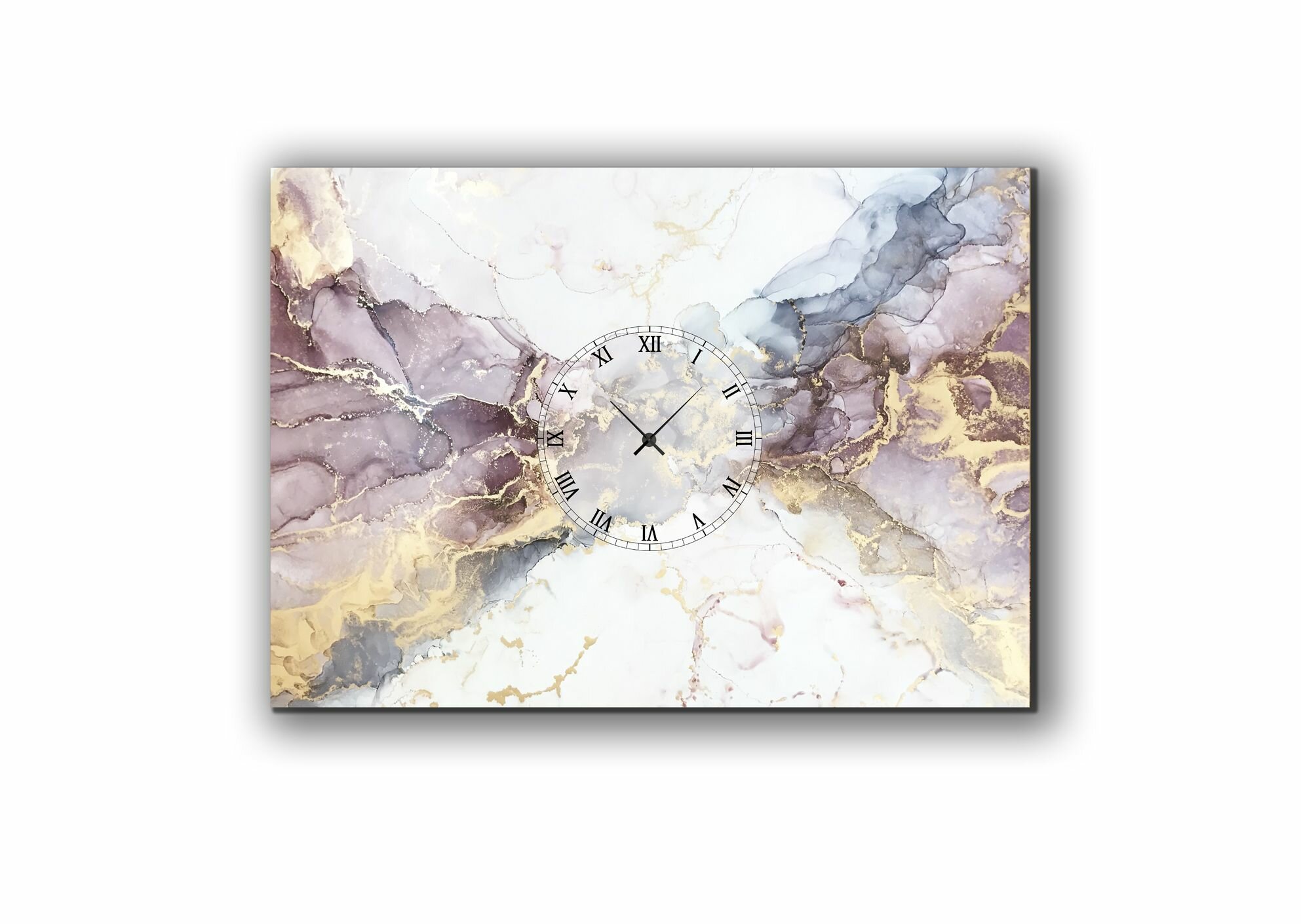 фото Часы на холсте настенные нежный мрамор 50х70