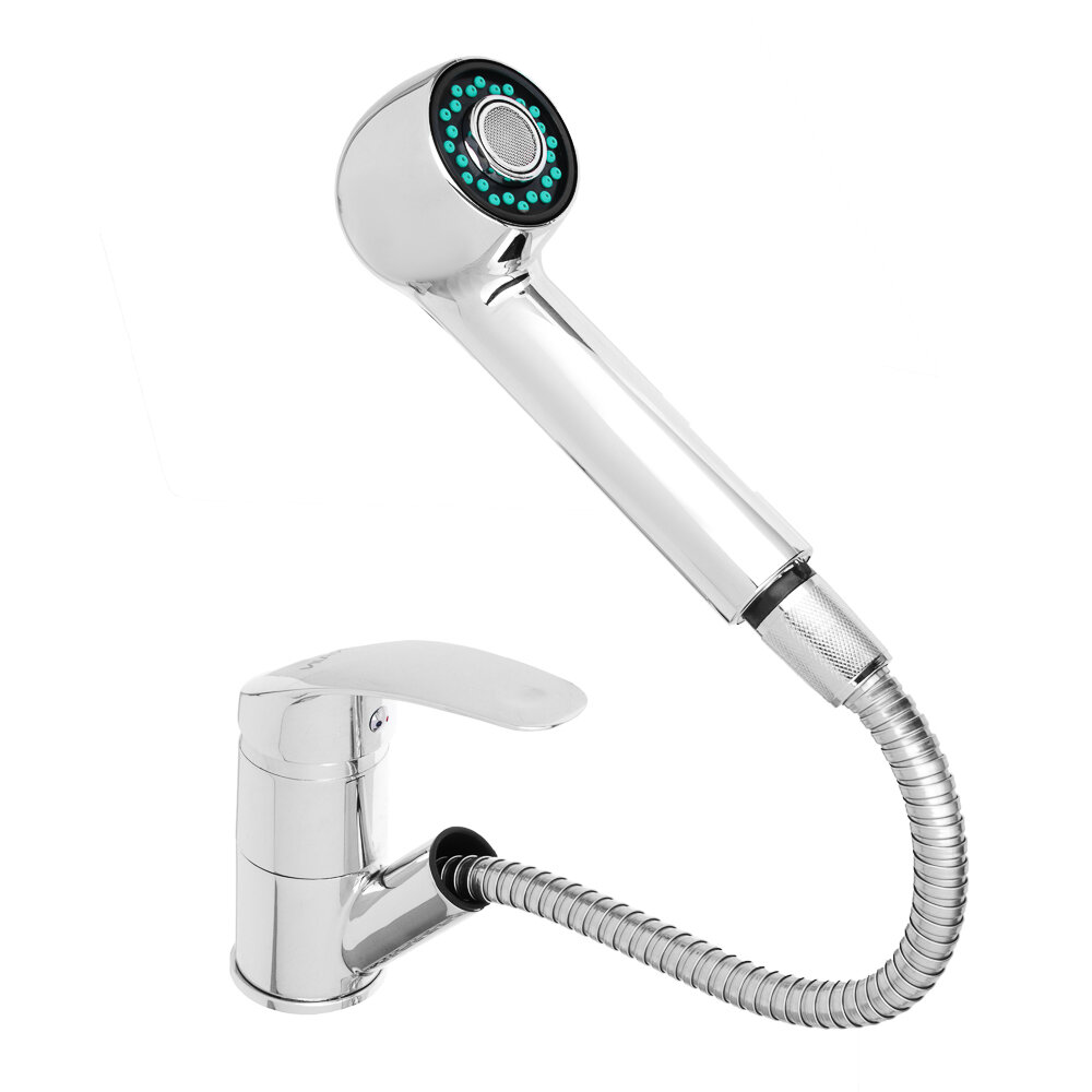 фото RAIN Смеситель для кухни Вега, выдвижной излив, картридж 40мм, гайка, латунь, хром