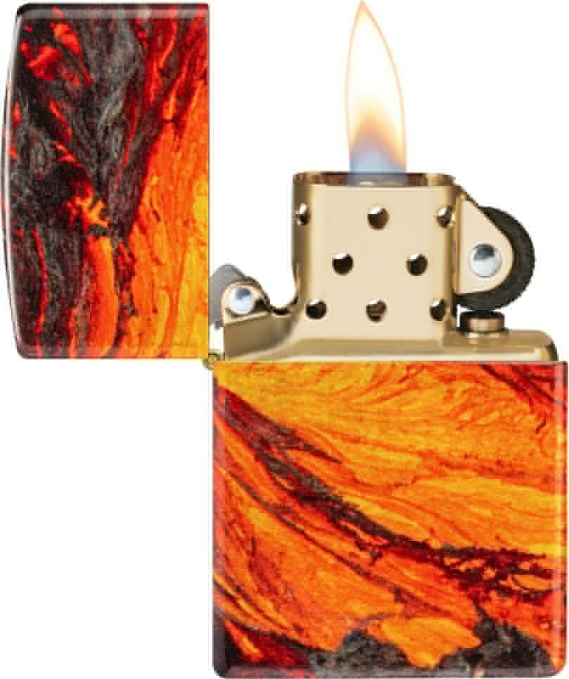 Зажигалка ZIPPO Lava Flow с покрытием 540 Tumbled Brass, латунь/сталь, оранжевая, 38x13x57 мм - фотография № 3