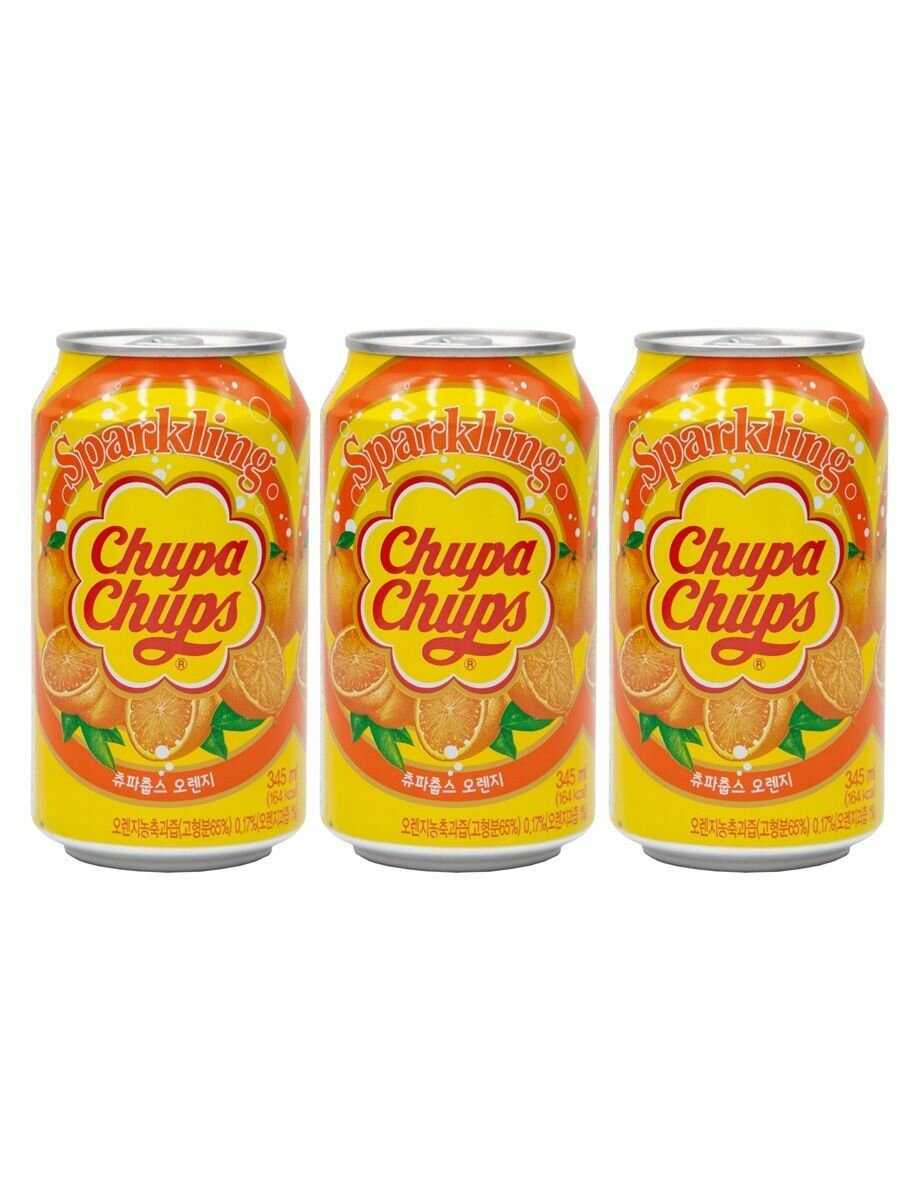Газировка Chupa-Chups Orange Чупа Чупс Апельсин, 3 шт по 345мл - фотография № 2