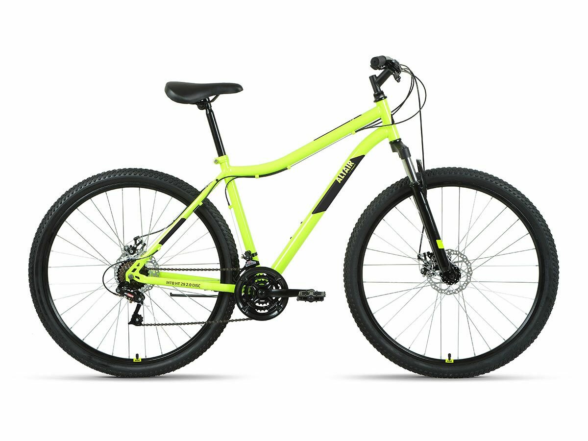 Велосипед ALTAIR MTB HT 2.0 D 29" (2022) (Велосипед ALTAIR MTB HT 29 2.0 D (29" 21 ск. рост. 19") 2022, ярко-зеленый/черный, RBK22AL29169)