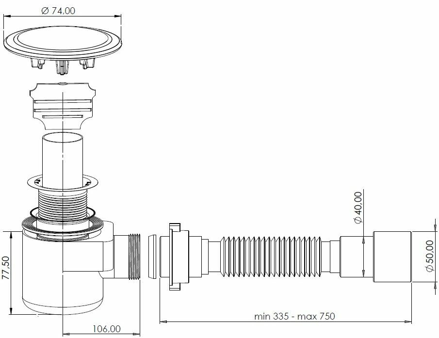 Сифон для душевого поддона Aquanet d40/50 - фотография № 4