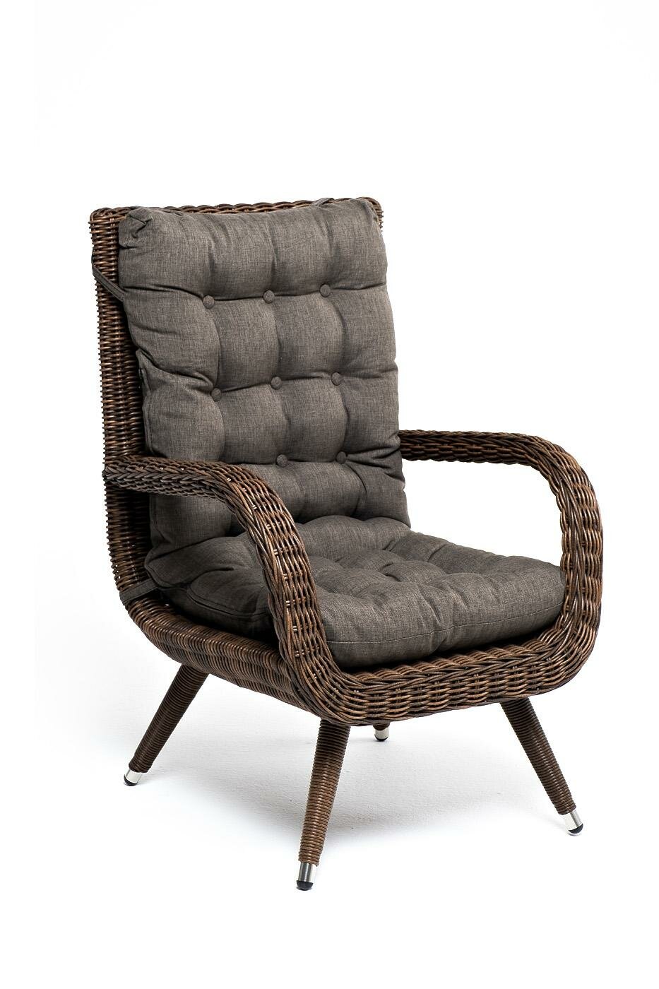 Кресло 4SIS "Толедо" кресло плетеное с подушками, цвет коричневый арт. YH-C1910W brown - фотография № 3
