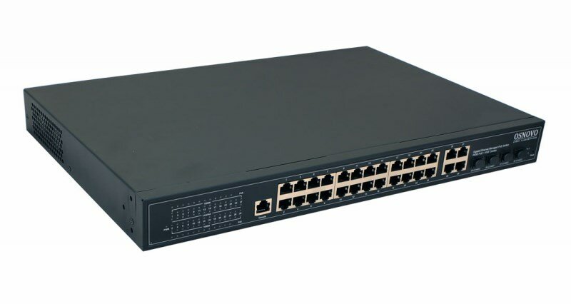 Управляемый L2 PoE коммутатор Osnovo SW-8244/L(400W) 4 RJ45 PoE + 4 x GE Combo Uplink, до 30W на порт, суммарно до 400W