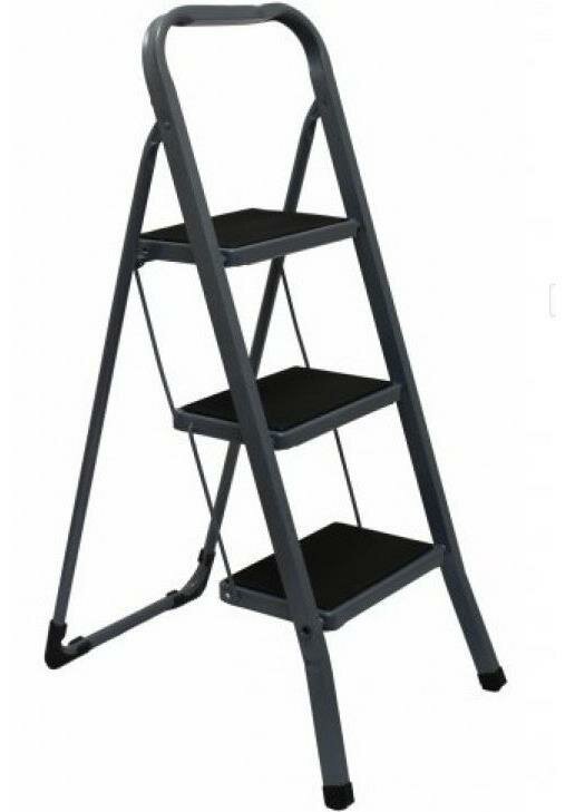 фото Стремянка ZALGER 9910-3 Jet Black 3 cт с ковриком сталь