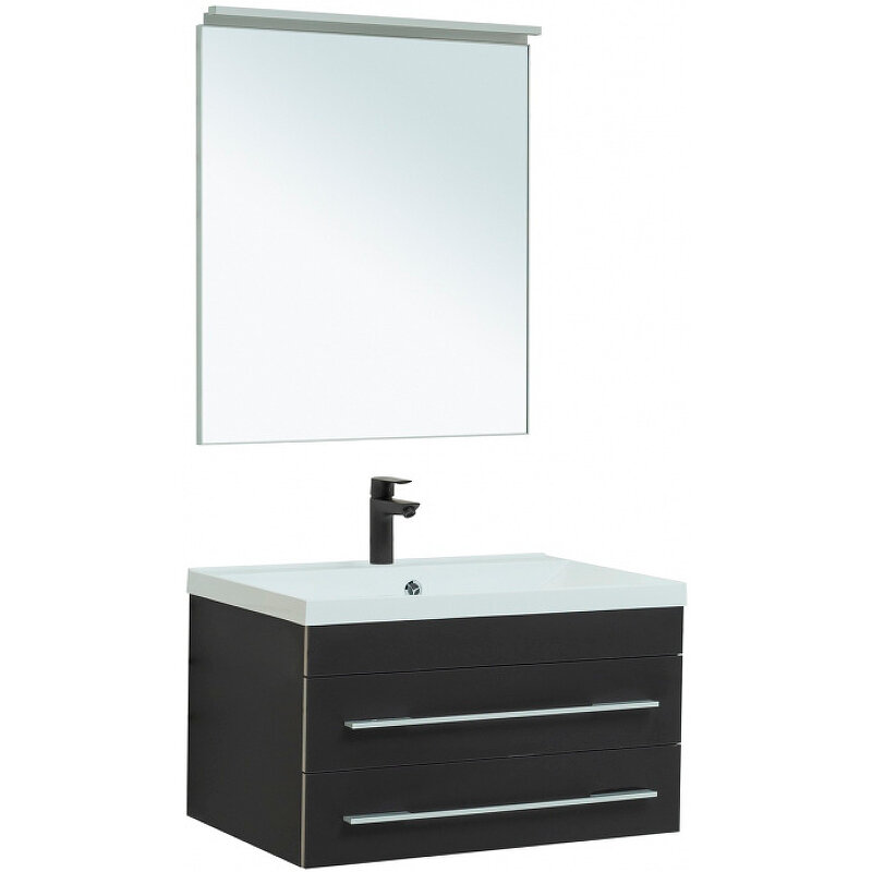 Комплект мебели для ванной Aquanet Верона 75 287638 подвесной Черный матовый - фотография № 1