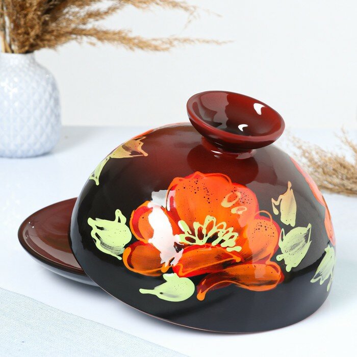 фото Блинница - хлебница "Застолье" 1,8л / 15х24см, мак на черном