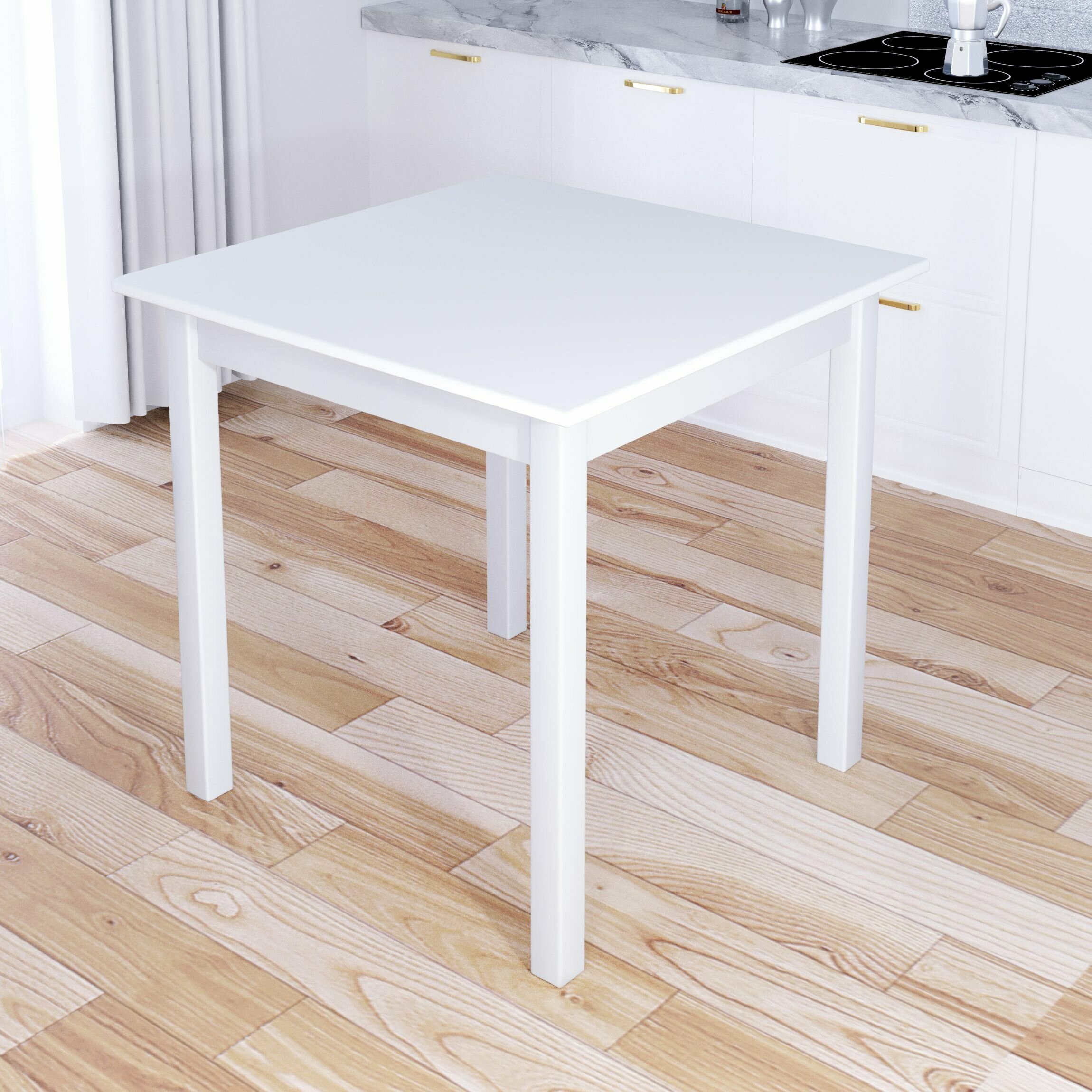 Стол кухонный Классика квадратный с белой столешницей и ножками, 20 мм, 60х60х75 см - фотография № 2