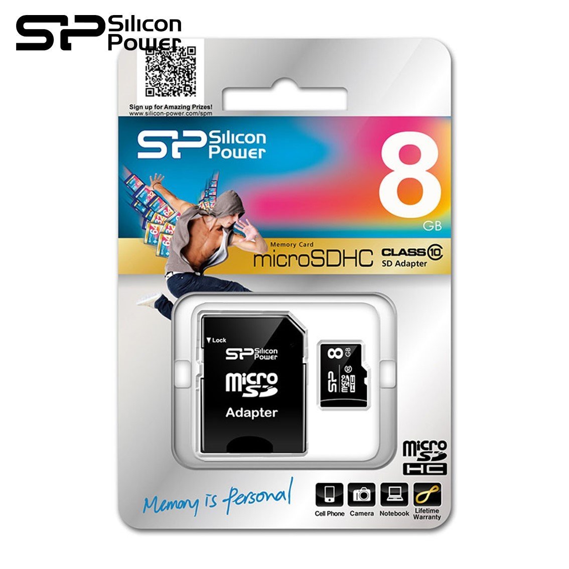 Карта памяти Micro SD 8Gb Silicon Power Class 10 с адаптером SD