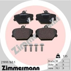 Колодки тормозные дисковые Smart Cabrio/City-Coupe/Fortwo 98>12 ZIMMERMANN 219991601