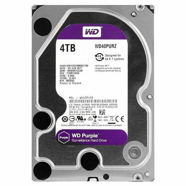 Жесткий диск Western Digital SATA-III 4Tb WD40PURZ Video Purple (5400rpm) 64Mb 3.5