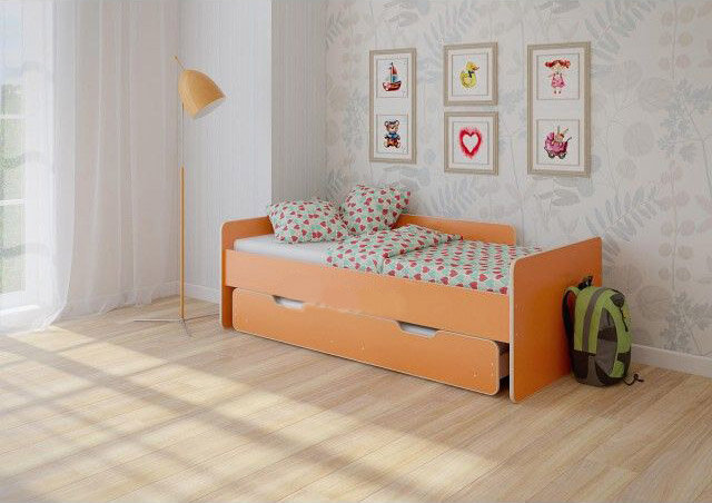 Выдвижная двухъярусная кровать Л-14.2 Оранжевый