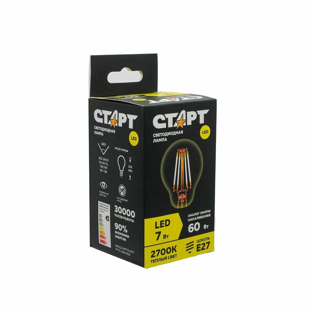 Светодиодная лампа старт LED F-GLSE27 7W27 4640033428639