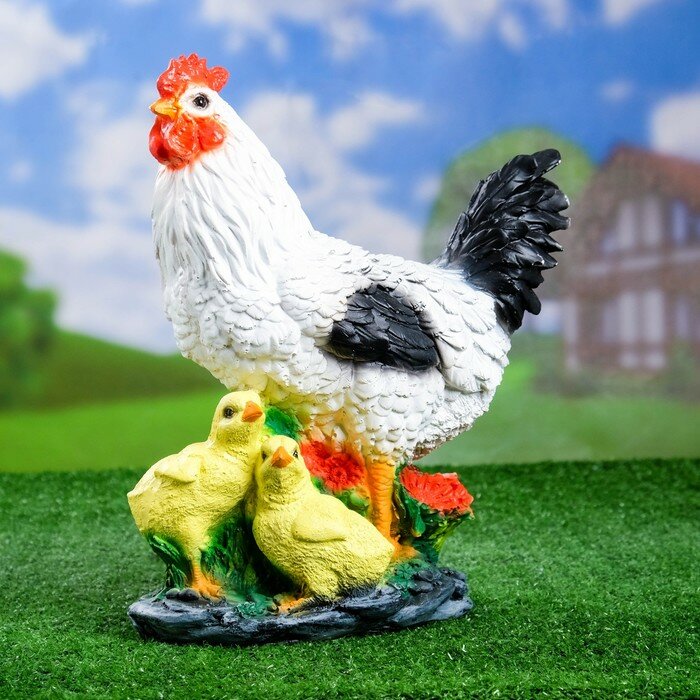 Хорошие сувениры Садовая фигура "Курица с цыплятами" 17х25х33см - фотография № 1
