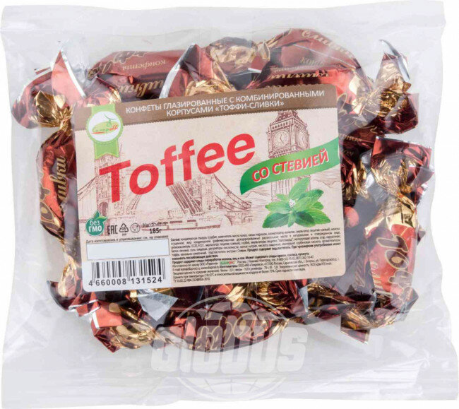 Конфеты СахарOFF Toffee со стевией, 185 г