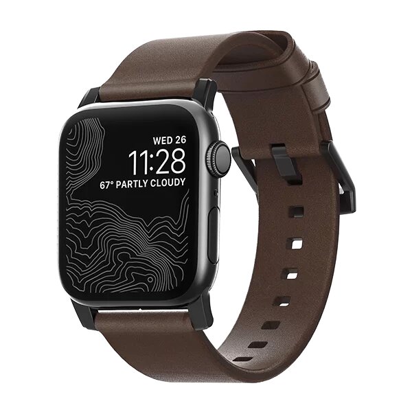 Ремешок кожаный Nomad Modern для Apple Watch 42/44 мм Коричневый с чёрной фурнитурой NM1A4RBM00