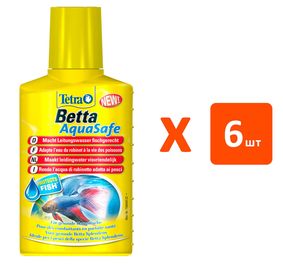 фото TETRA AQUASAFE BETTA – Тетра средство для подготовки водопроводной воды для бойцовых рыб (100 мл х 6 шт)