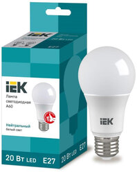 Лампа светодиодная IEK ECO A60 LLE-A60-20-230-40-E27 20Вт 230В 4000К E27
