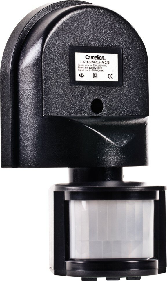 Электронный сенсор включения освещения LX-16С черный (настенный180гр. 1200W) Camelion
