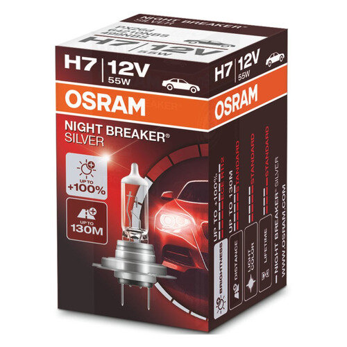 Лампа автомобильная галогенная Osram 64210NBS, H7, 12В, 55Вт, 3200К, 1шт