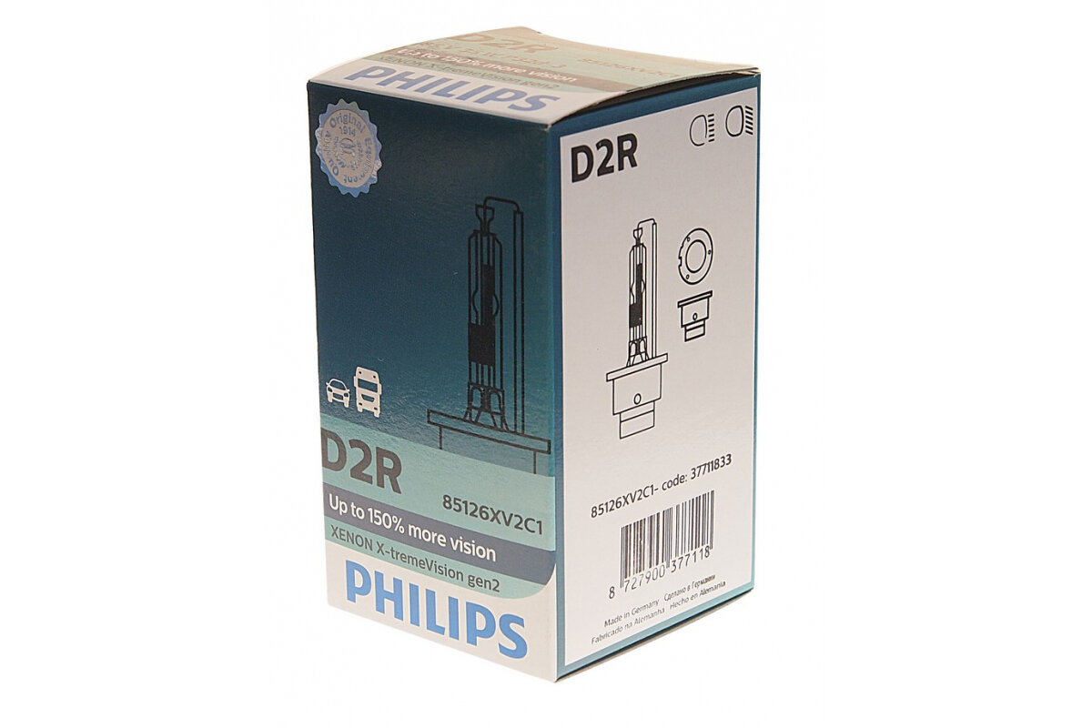 Лампа автомобильная D2R (35) P32d-3+150% Xenon X-treme Vision gen2 4800K 85V PHILIPS