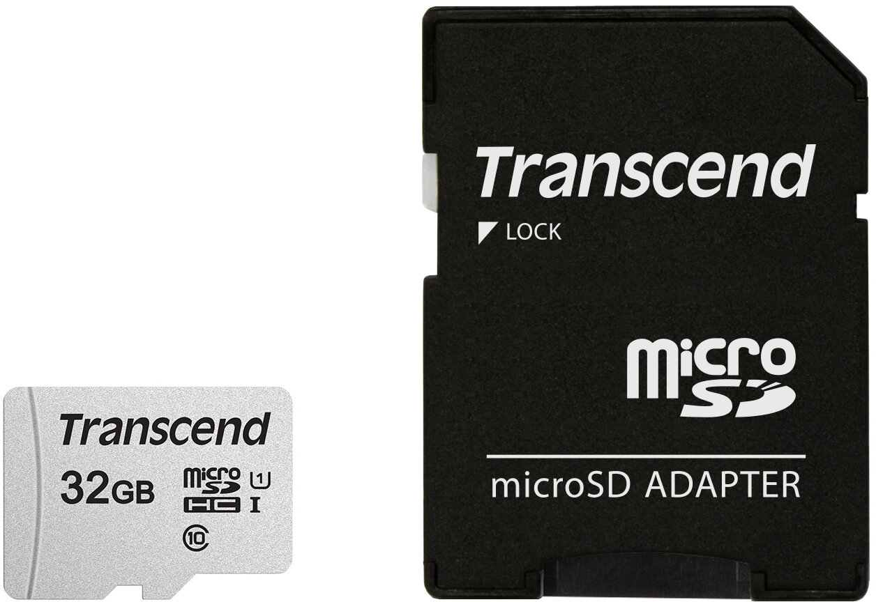 Карта памяти/ Transcend 32GB microSDHC Class 10 UHS-I U1 R95, W45MB/s with SD adapter