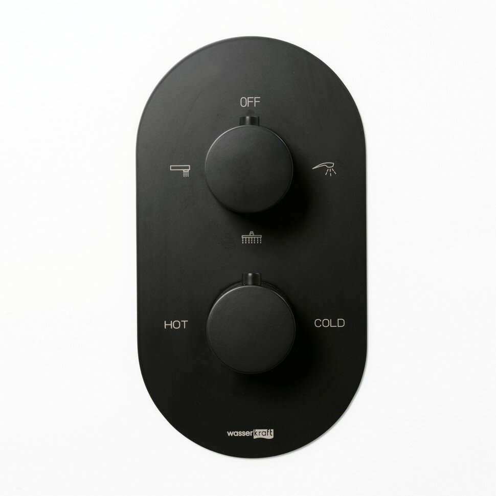 Смеситель WasserKRAFT Elbe 7444 Thermo Термостатический для ванны и душа чёрный.