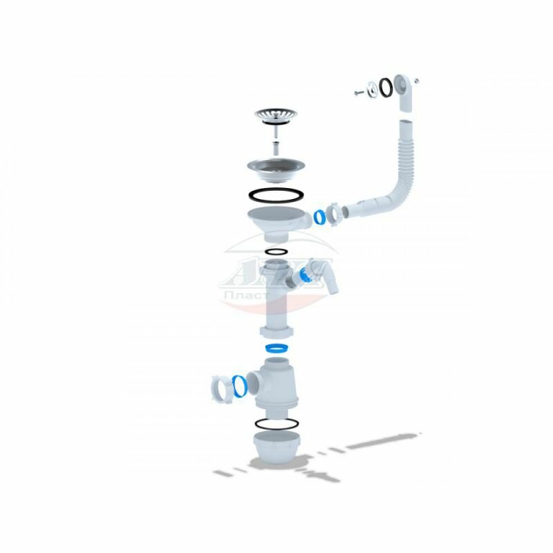 фото Сифон GranFest Ани Грот одинарный 3 1/2 с переливом и отводом (А 1042SP)