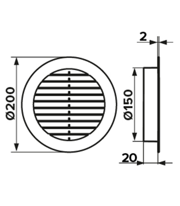 Решетка вентиляционная наружная ERA с фланцем d150 мм круглая пластиковая d200 мм - фотография № 3