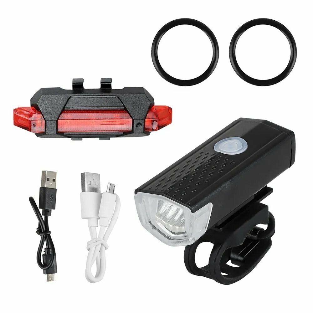 Набор фонарей для велосипеда USB 2 шт: задний + передний