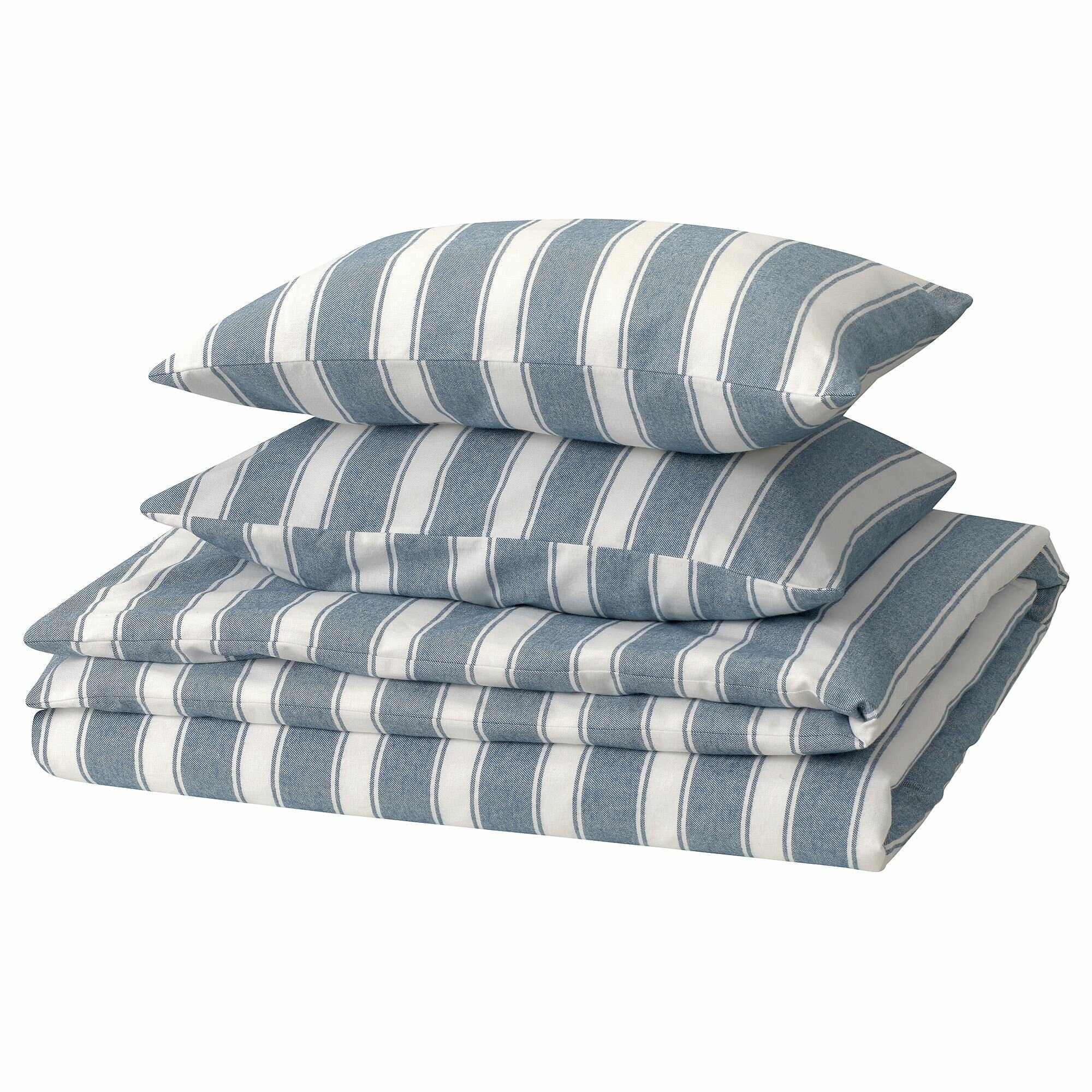 фото IKEA / икея STRUTBRAKEN, стратбракен, комплект двойных пододеяльников, сине-белый, 240x220/50x60 см