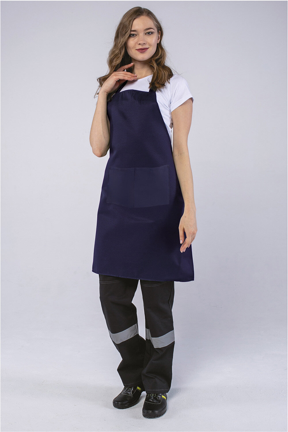 фото Фартук с грудкой (тк.Смесовая,210), т.синий