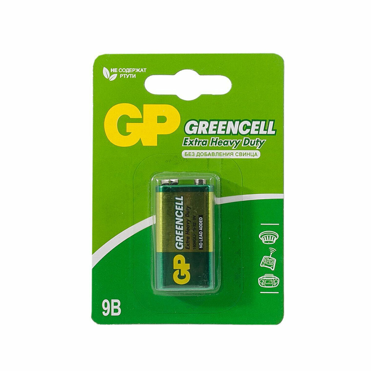 Батарейка GP Greencell 1604GLF-2CR1, типоразмер Крона, 1 шт