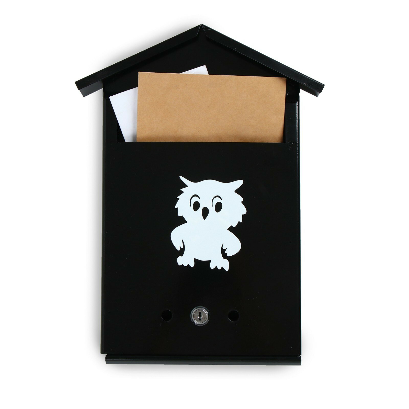 Ящик почтовый с замком, вертикальный, «Домик», чёрный - фотография № 1