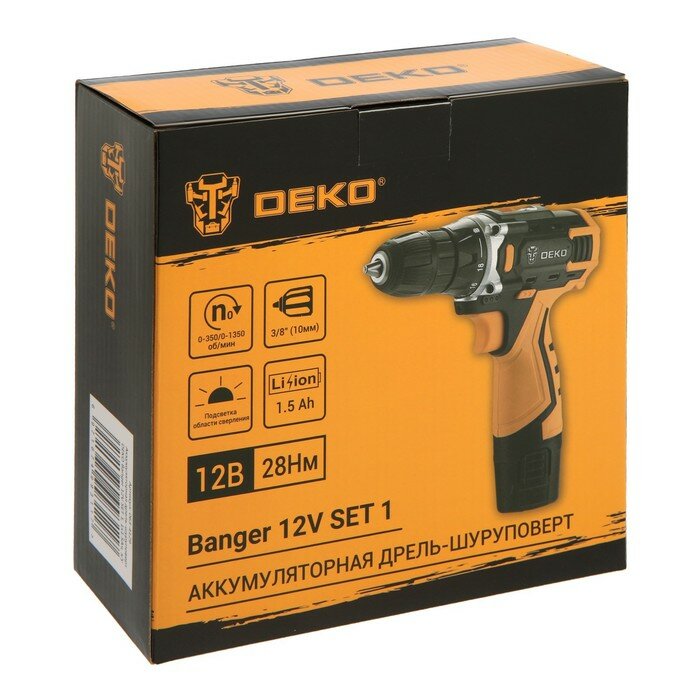 Дрель-шуруповерт DEKO Banger 12 V SET 1, аккумуляторная, 1х1.5 Ач, З/У, 1350 об/мин - фотография № 11