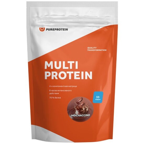 Протеин PURE PROTEIN Multicomponent, порошок, 1кг, моккачино - фото №1