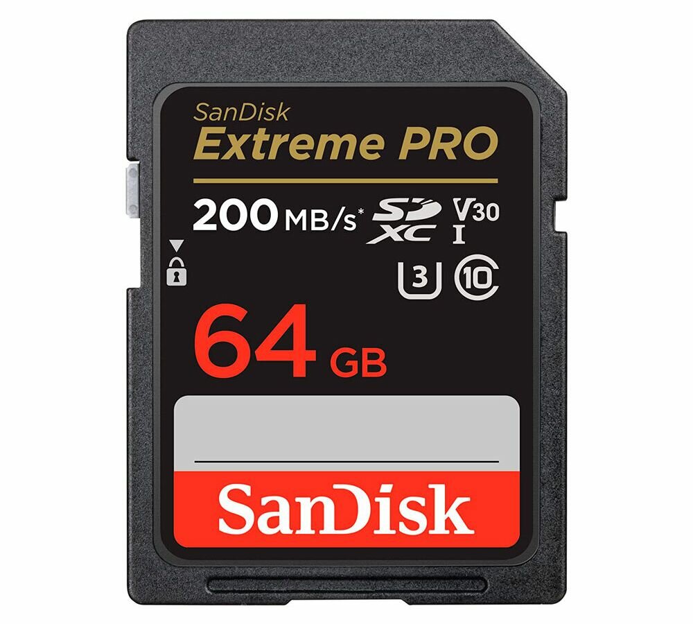 Карта памяти SanDisk SDXC 64Gb Extreme Pro V30 Class 10 UHS-I U-3 170 Mb/s