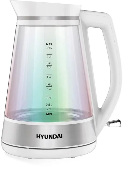 Чайник HYUNDAI HYK-G3037 белый стекло - фотография № 1
