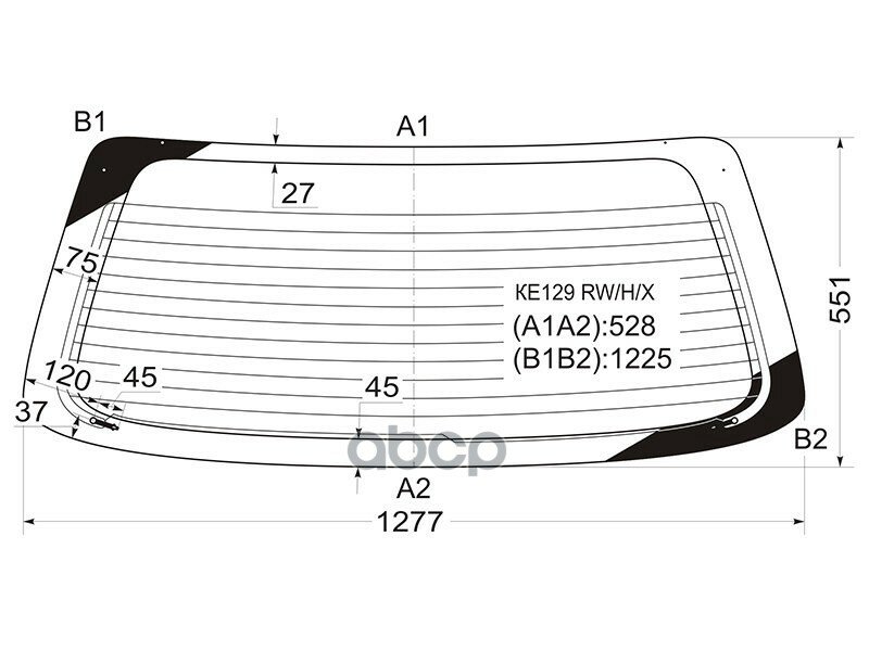 фото Стекло Заднее (Цвет Зеленый/ Обогрев) Toyota Corolla Spacio (E110) 97-01 XYG арт. KE129 RW/H/X