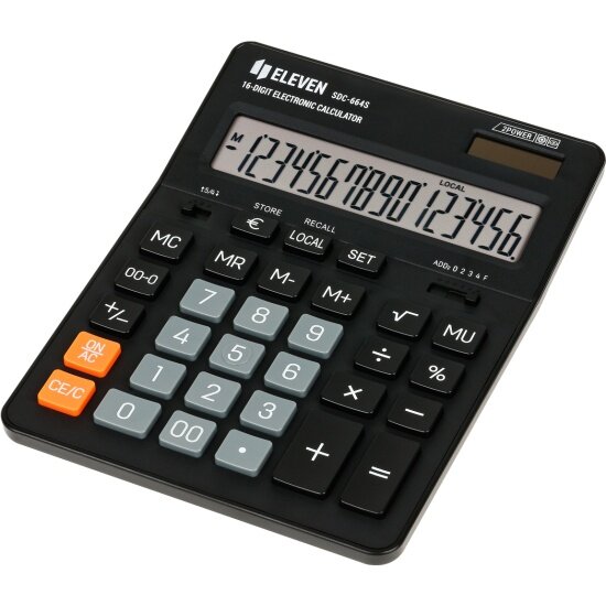 Калькулятор Eleven настольный SDC-664S 16 разрядов двойное питание 155*205*36мм черный