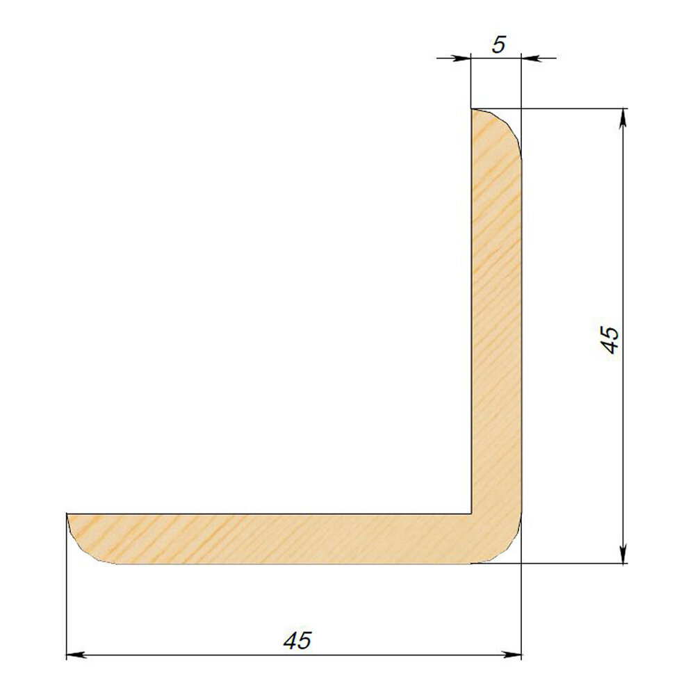 Угол наружный гладкий 45х45х5х2500 мм сорт Экстра сращенный - фотография № 3