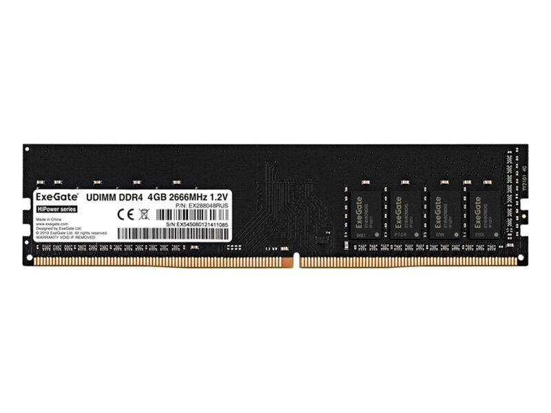 Модуль памяти ExeGate HiPower DDR4 DIMM 2666MHz PC4-21300 CL19 - 4Gb EX288048RUS